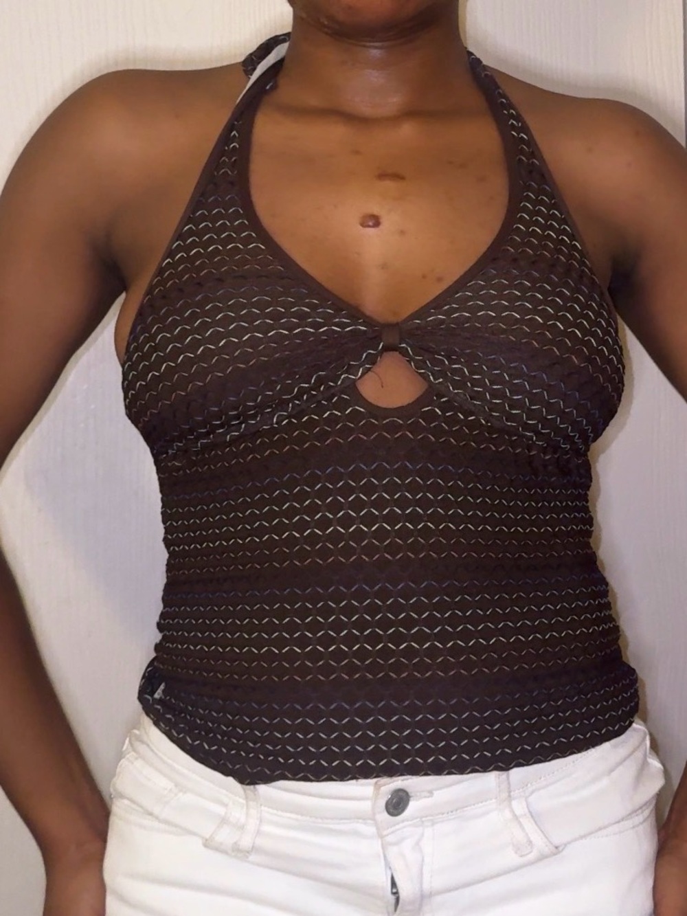 Brown Halter Knit Tank Top - Women